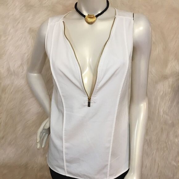 Calvin Klein Gold Zipper V Neck Tank - Picture 3 of 8